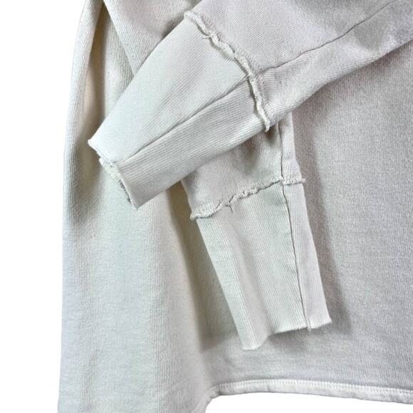 Philosophy Size S Terry Knit Top Sheer Back Sweatshirt Raw Hem Cream - Picture 4 of 10